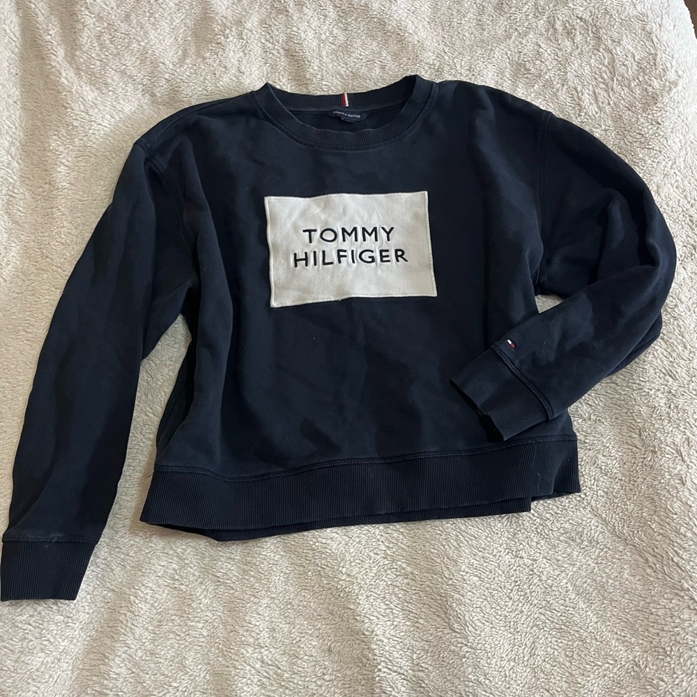 Tommy Hilfiger Navy Blue Box Logo Crewneck Sweatshirt